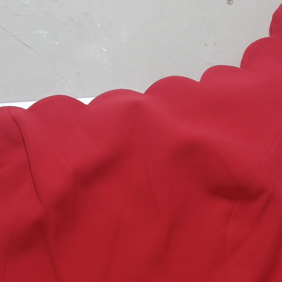 MAGGY LONDON HOT PINK SCALLOPED ONE SHOULDER DRESS - Picture 6 of 6